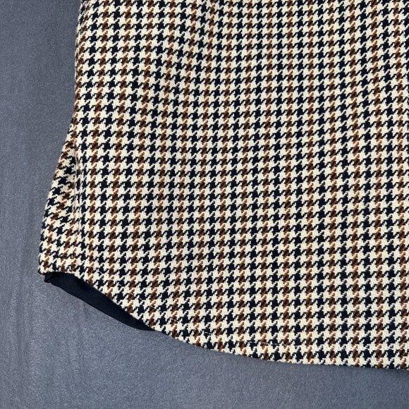 H&M Womens Large Beige Houndstooth Shirt Jacket Shacket Button Front Long Sleeve - Picture 2 of 12